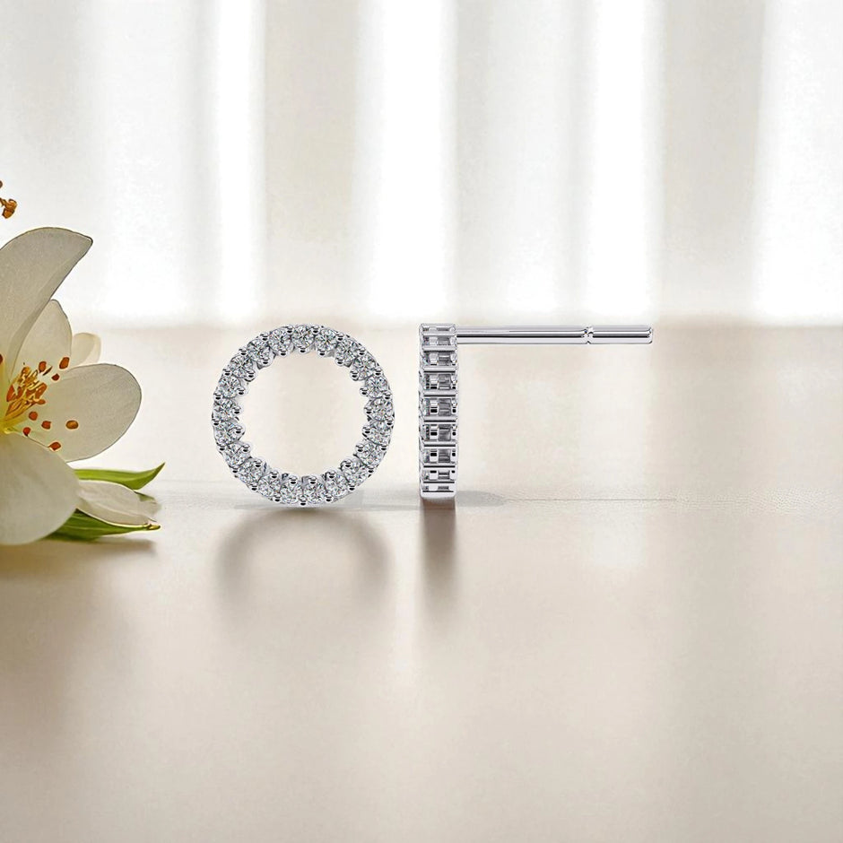 925 Sterling Silver Moissanite diamond halo stud Earrings