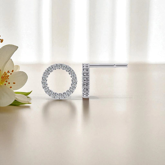 925 Sterling Silver Moissanite diamond halo stud Earrings