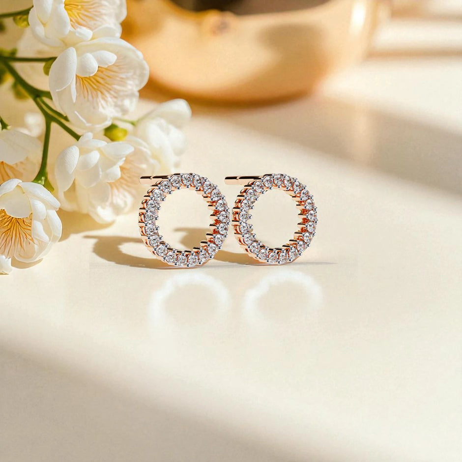925 Sterling Silver Moissanite diamond halo stud Earrings