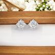 Square Cut Solitaire Moissanite Diamond 925 Sterling Silver stud Earrings
