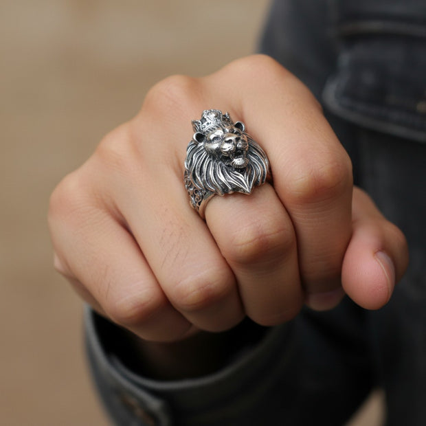 925 sterling silver lion face ring RG-OX-SL-033