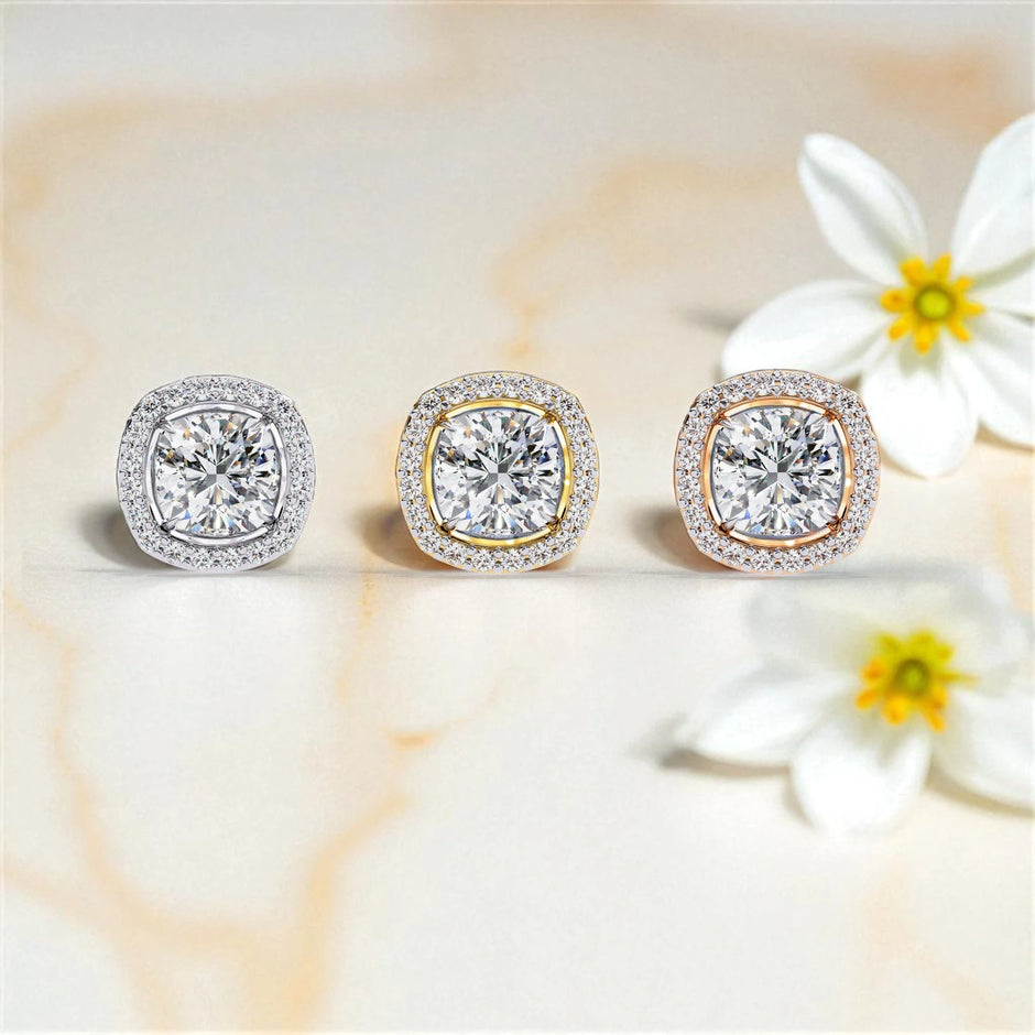 Cushion Cut Solitaire Moissanite Diamond 925 Sterling Silver Stud Earrings