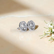 Oval Cut Halo Solitaire  Moissanite Diamond 925 Sterling Silver Stud Earrings