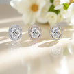 Oval Cut Halo Solitaire  Moissanite Diamond 925 Sterling Silver Stud Earrings