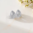 Pear Cut Solitaire Halo Moissanite diamond 925 Sterling Silver stud Earrings