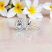Pear Cut Solitaire Halo Moissanite diamond 925 Sterling Silver stud Earrings