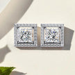 Princess Cut Solitaire Halo Moissanite Diamond 925 Sterling Silver Stud Earrings