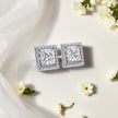 Princess Cut Solitaire Halo Moissanite Diamond 925 Sterling Silver Stud Earrings