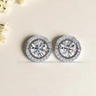 Round Cut Solitaire Halo Moissanite Diamond 925 Sterling Silver Stud Earrings