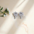 Floral  Moissanite diamond 925 Sterling Silver stud Earrings