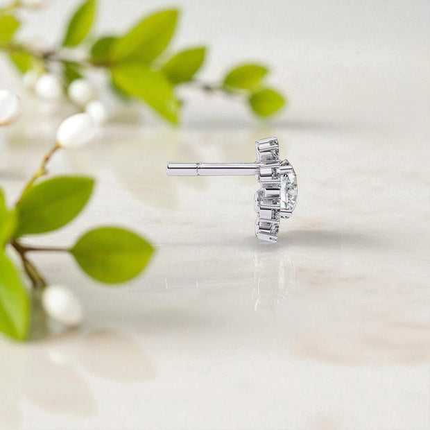 Floral Moissanite diamond 925 Sterling Silver Stud Earrings