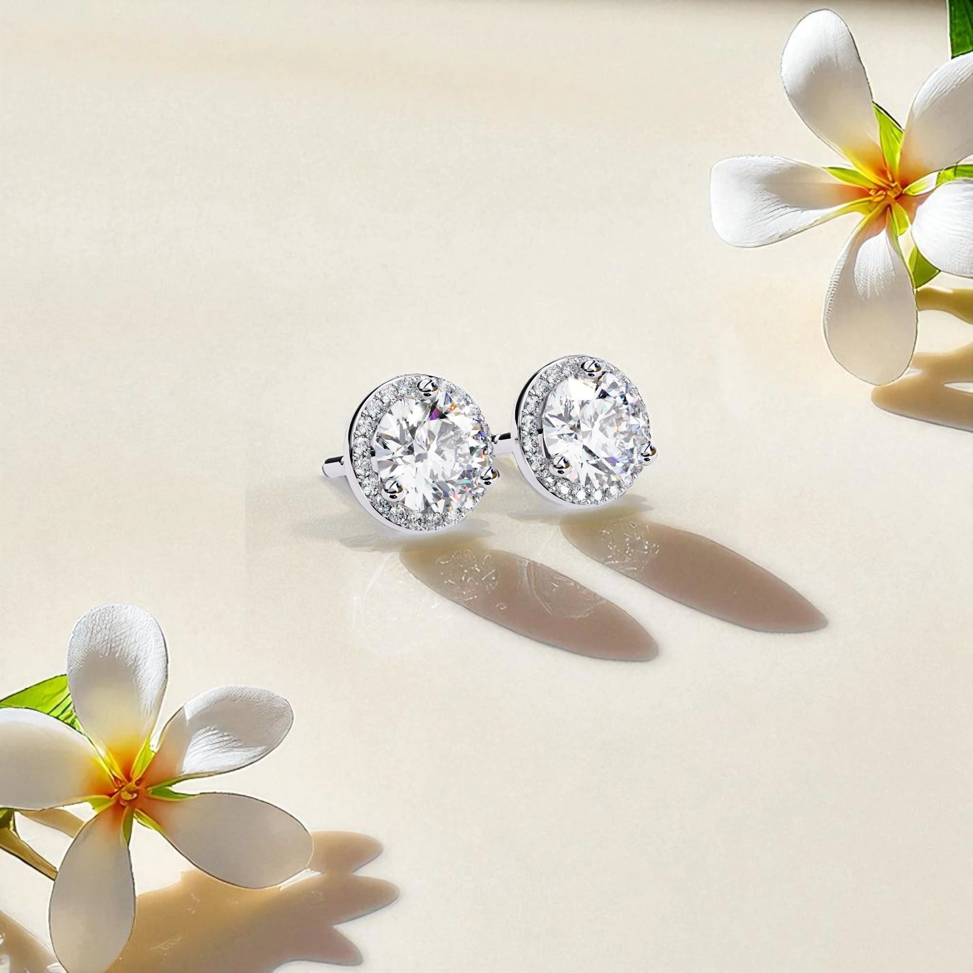 Round Cut Solitaire Moissanite diamond 925 Sterling Silver Stud Earrings