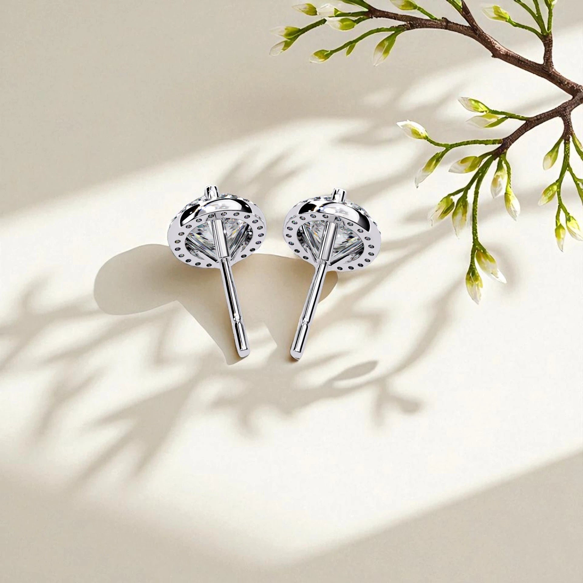 Round Cut Solitaire Moissanite diamond 925 Sterling Silver Stud Earrings