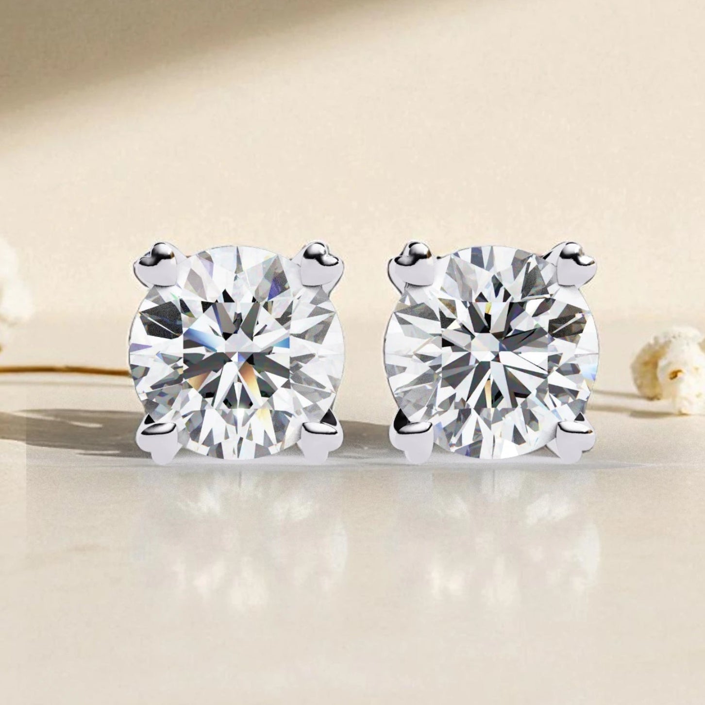 Round Cut Solitaire Moissanite Diamond 925 Sterling Silver Stud Earrings