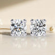 Round Cut Solitaire Moissanite Diamond 925 Sterling Silver Stud Earrings