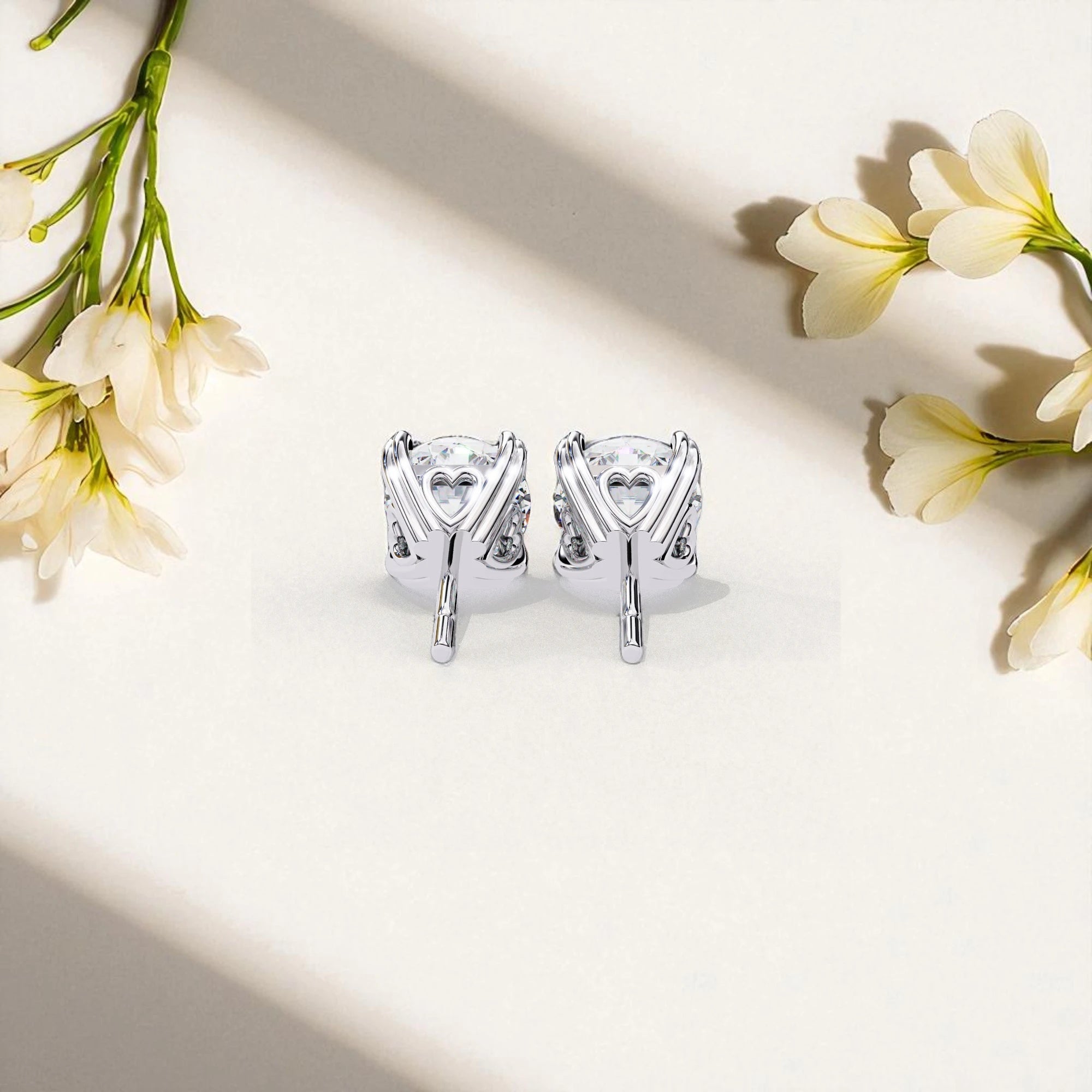 Round Cut Solitaire Moissanite Diamond 925 Sterling Silver Stud Earrings