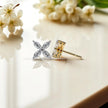 Floral Moissanite Diamond 925 Sterling Silver Stud Earrings