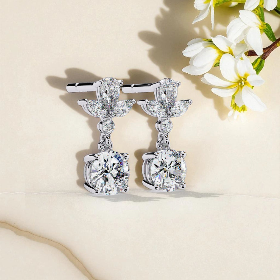 Moissanite Diamond 925 Sterling Silver Dangle Earrings