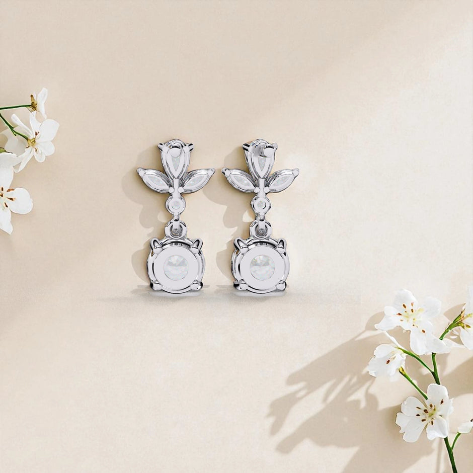 Moissanite Diamond 925 Sterling Silver Dangle Earrings