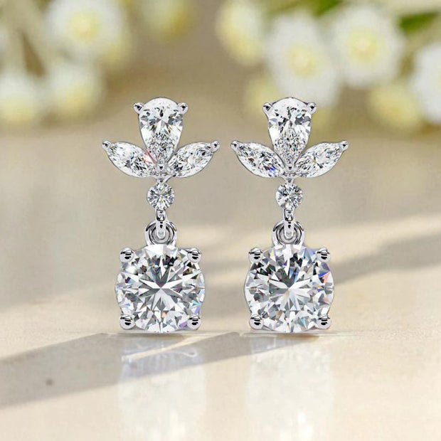 Moissanite Diamond 925 Sterling Silver Dangle Earrings