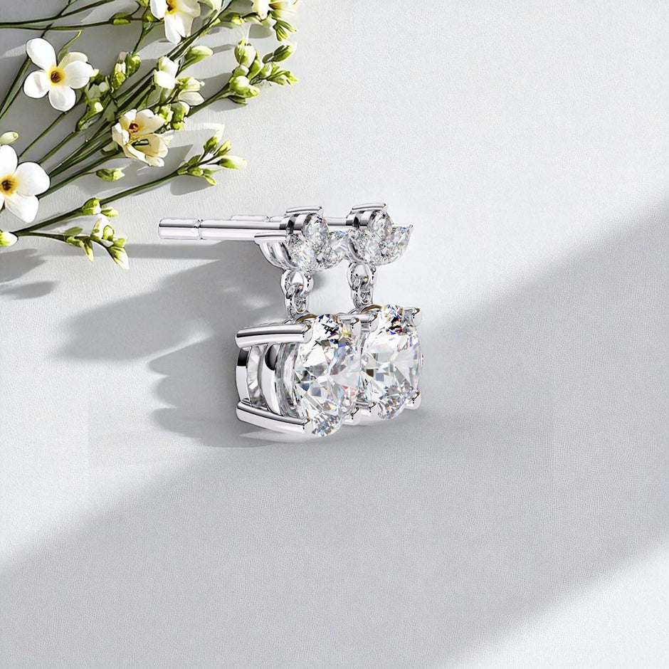 Moissanite Diamond 925 Sterling Silver Dangle Earrings