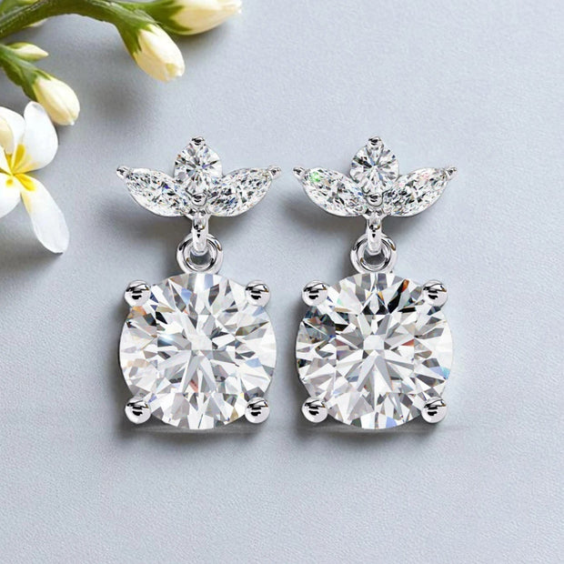 Moissanite Diamond 925 Sterling Silver Dangle Earrings