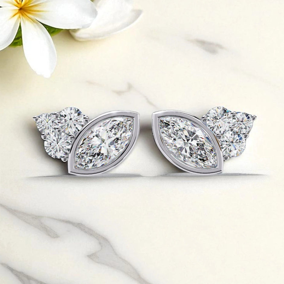Cluster Moissanite diamond stud Earrings