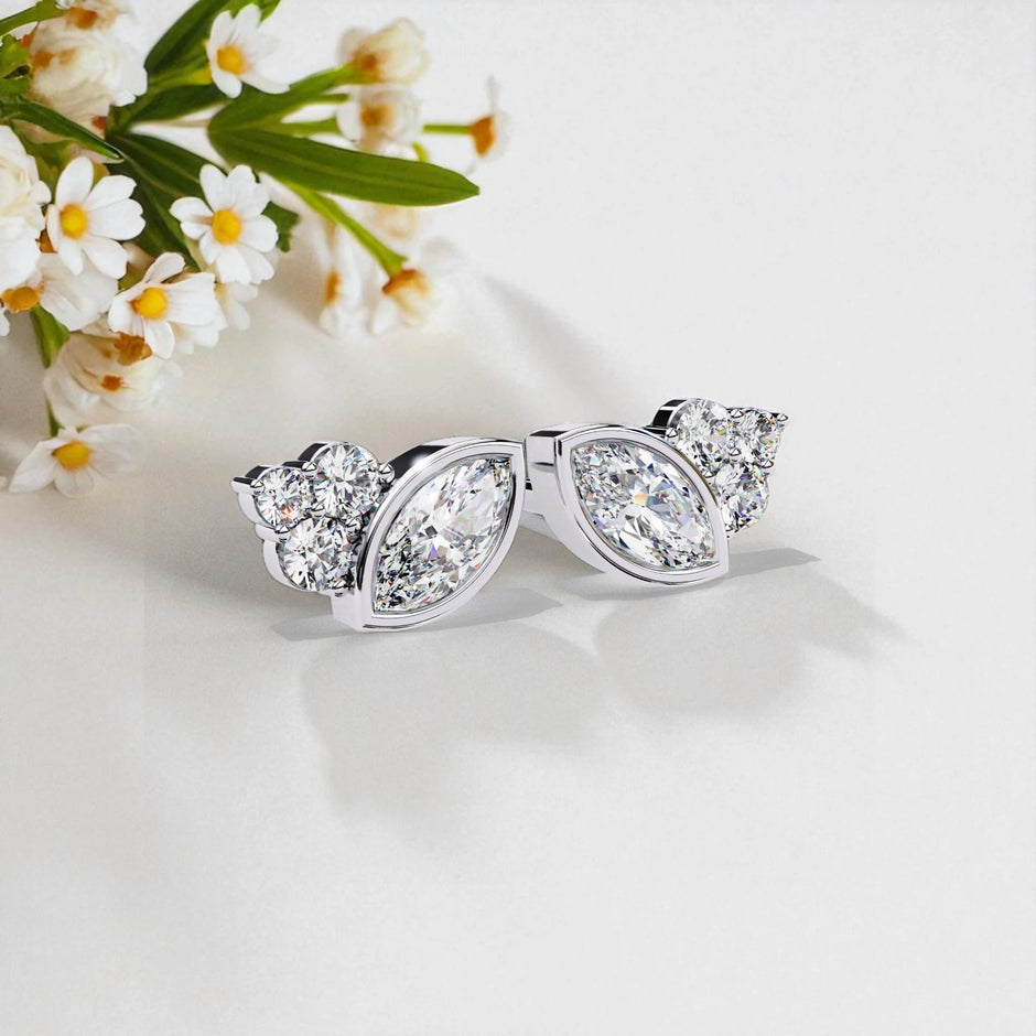 Cluster Moissanite diamond stud Earrings