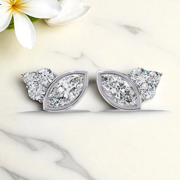 Cluster Moissanite diamond stud Earrings