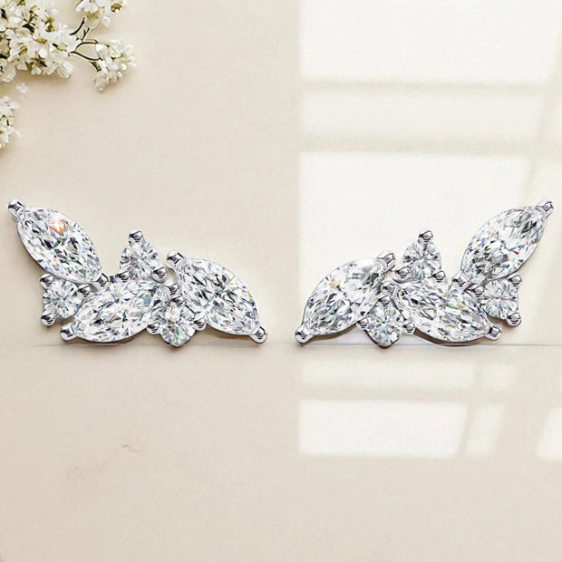 Cluster Moissanite diamond stud Earrings