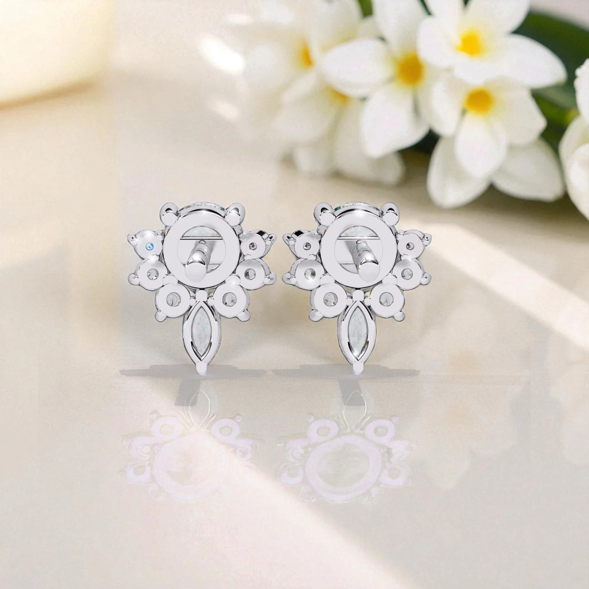 Cluster Moissanite Diamond Stud Earrings