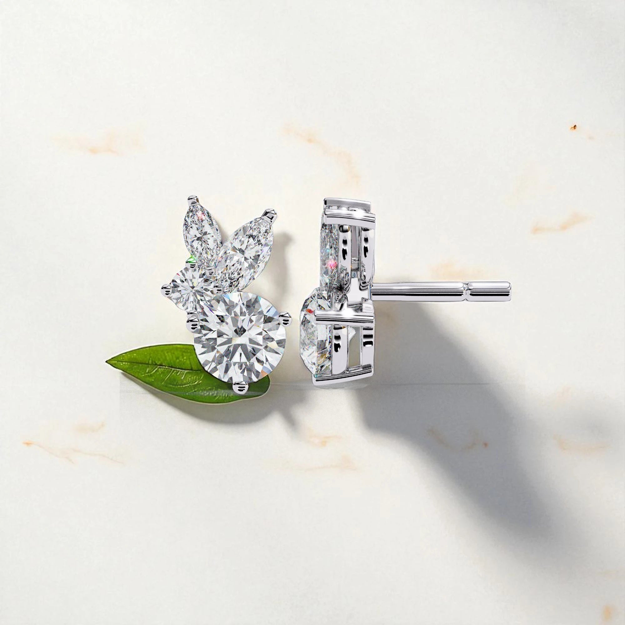 Cluster Solitaire  Moissanite Diamond Stud Earrings