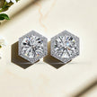 Round Cut Solitaire  Halo Moissanite Diamond Stud Earrings