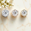 Round Cut Solitaire  Halo Moissanite Diamond Stud Earrings