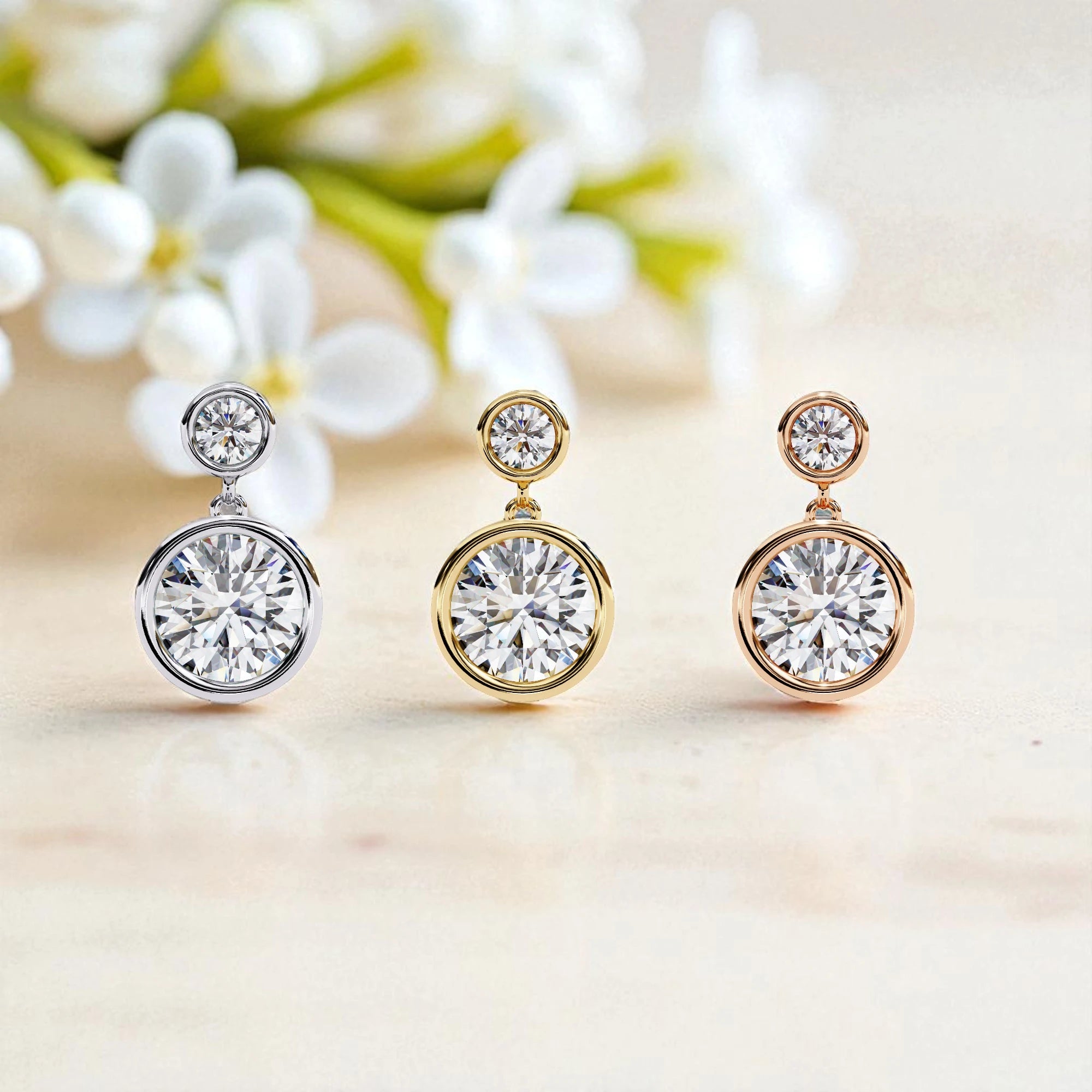 Solitaire Moissanite Diamond 925 Sterling Silver Dangle Earrings