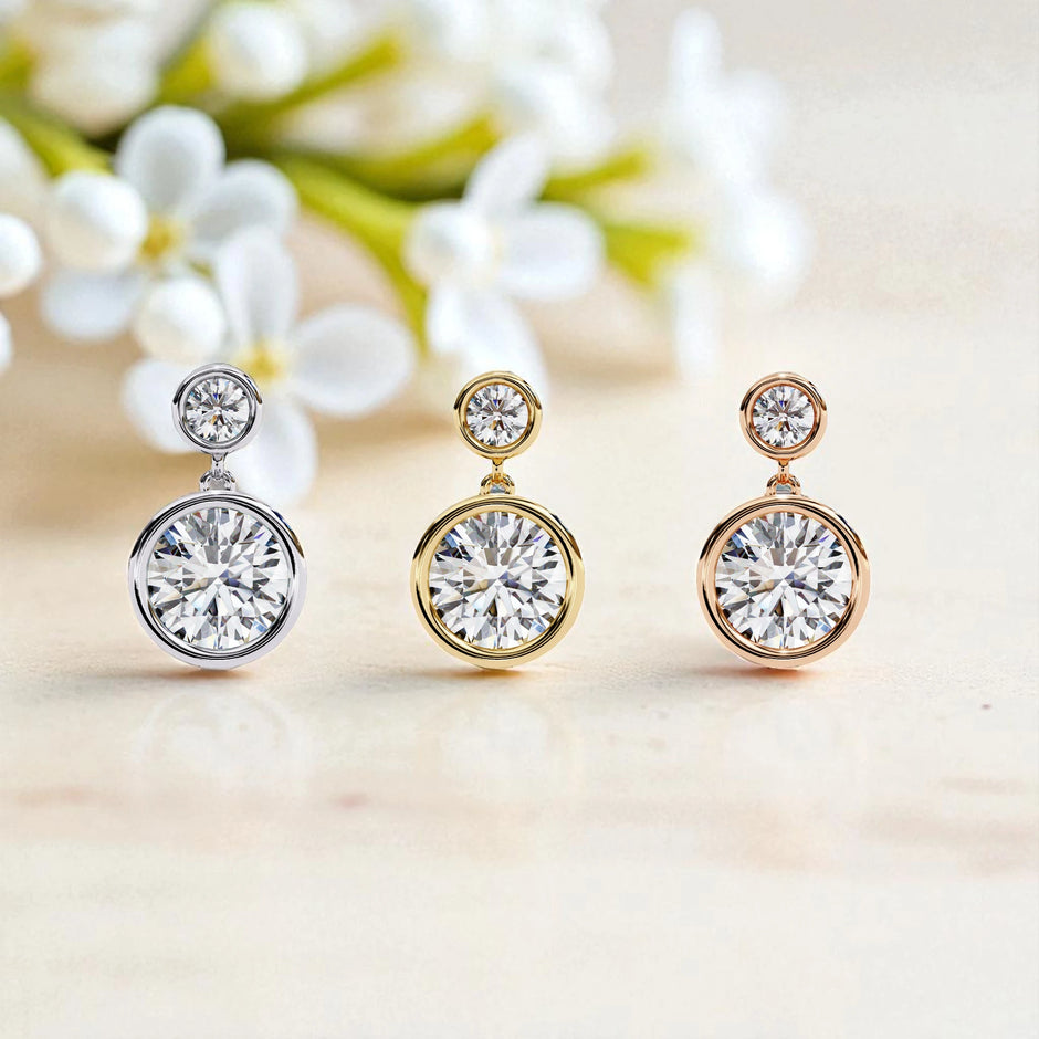 Solitaire Moissanite Diamond 925 Sterling Silver Dangle Earrings
