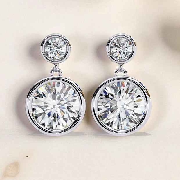 Solitaire Moissanite Diamond 925 Sterling Silver Dangle Earrings