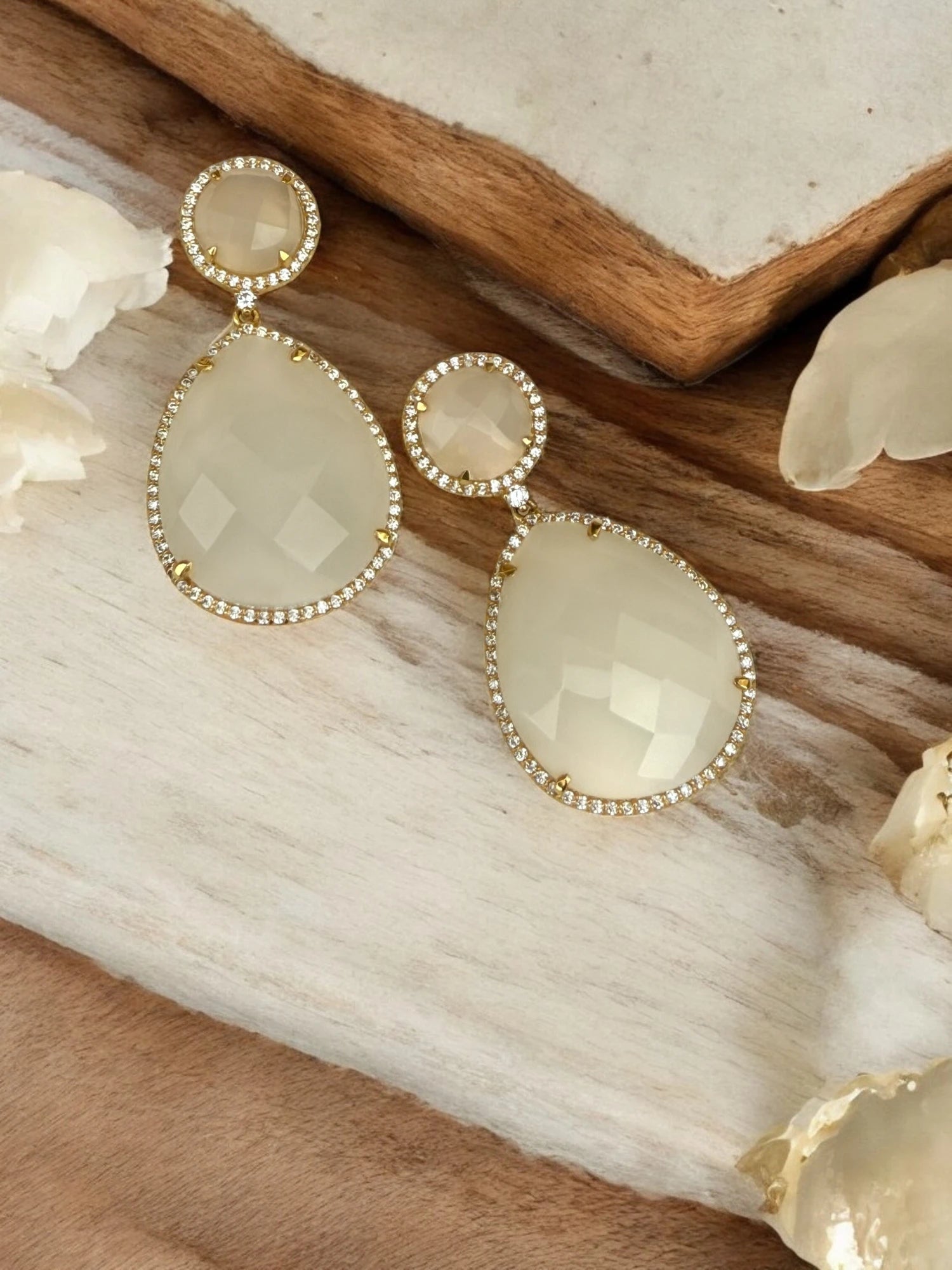 Moonlight off white dangle earrings