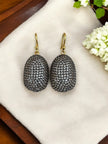 925 Sterling Silver Paisley oval  Earrings with White Topaz