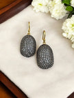 925 Sterling Silver Paisley oval  Earrings with White Topaz