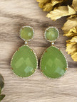 Olive blossom glow peridot green drops Dangle earrings
