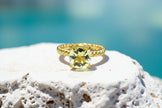 Natural Green Amethyst Twisted Band Eternity 14k Gold Vermeil Ring
