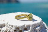 Natural Green Amethyst Twisted Band Eternity 14k Gold Vermeil Ring
