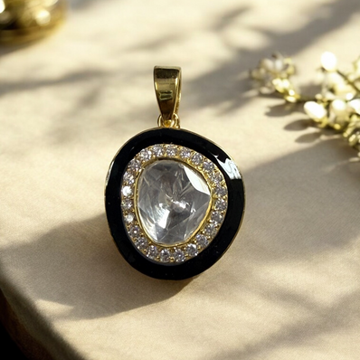 Noor-E-Gul  black polki Pendant