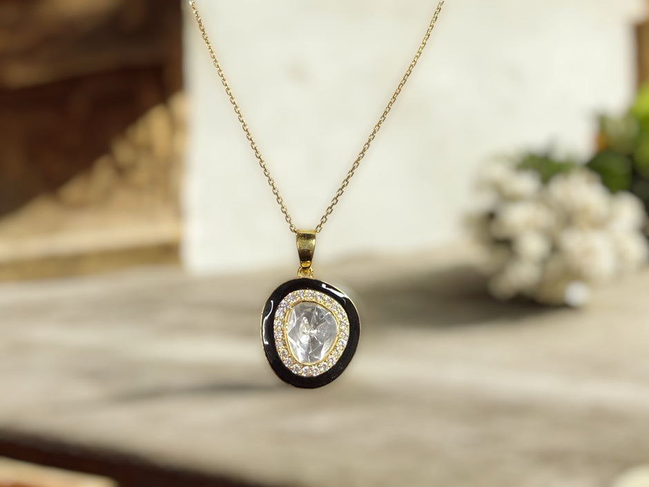 Noor-E-Gul  black polki Pendant
