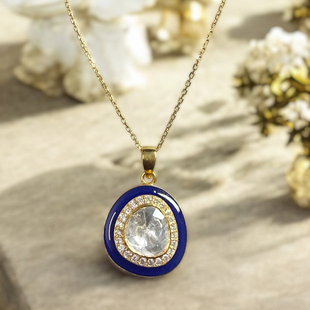 Noor-E-Gul Blue polki Pendant