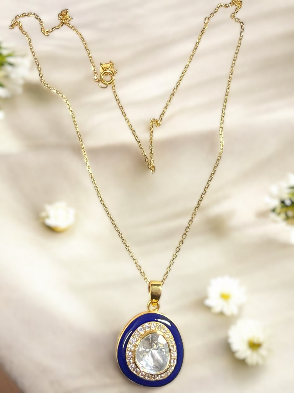 Noor-E-Gul Blue polki Pendant