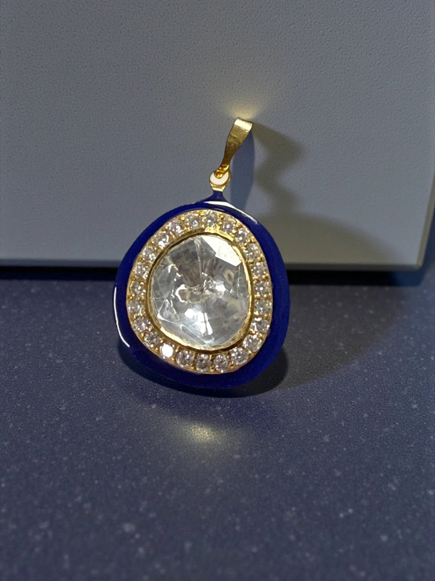 Noor-E-Gul Blue polki Pendant