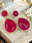 Crimson Camellia Ruby Red Dangle Earrings