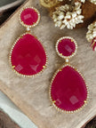 Crimson Camellia Ruby Red Dangle Earrings
